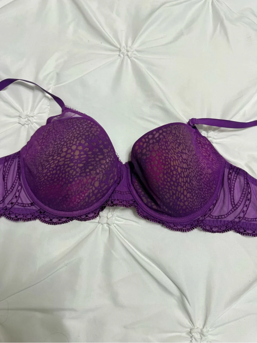 Zara Purple Lace-Trim Push-Up Bra